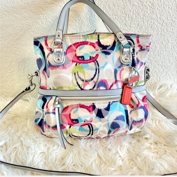 Coach Poppy Multicolor Shoulder Bag with Silver Accents - Picture 1 of 3